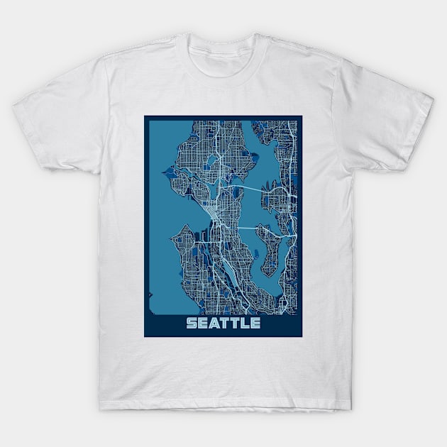 Seattle - United States Peace City Map T-Shirt by tienstencil